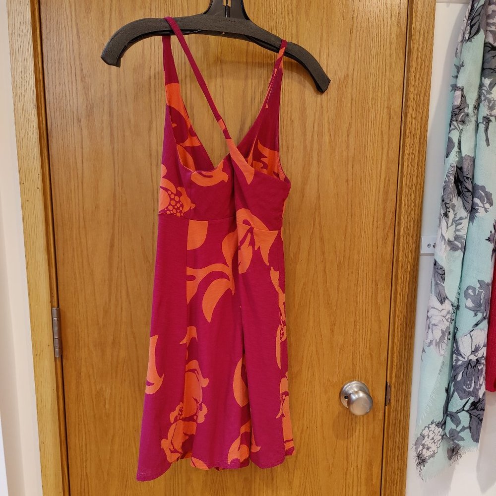 Patagonia Amber Dawn Dress Size XS Floral A-Line Cross Back Organic Cotton Pink - Picture 2 of 4